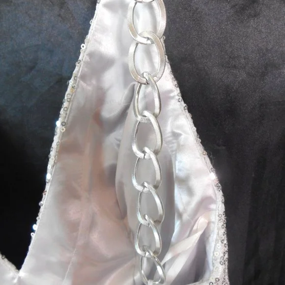 PENDING SALE 🌙 NIGHTMOVES Woman's size 10 Silver sequin formal mini dress - Picture 8 of 16